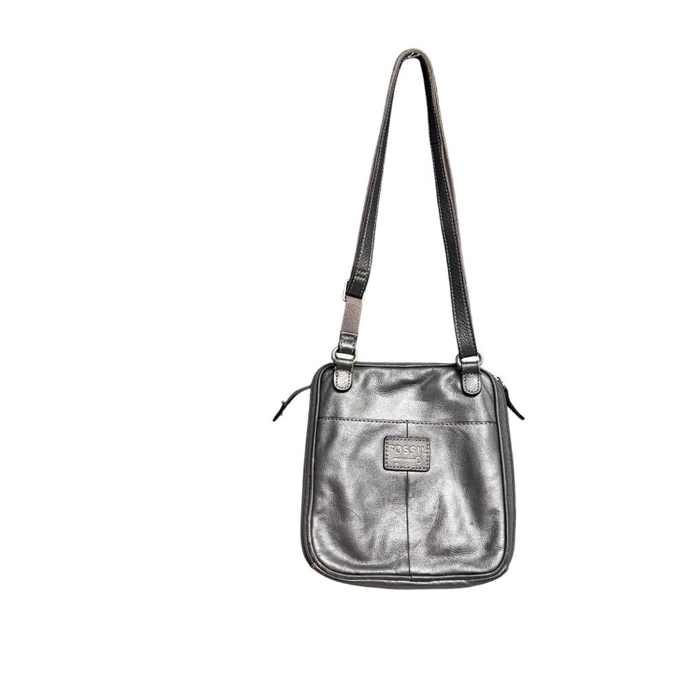 VTG Fossil Luxurious Leather Crossbody Messenger Bag Handbag Women's Gray